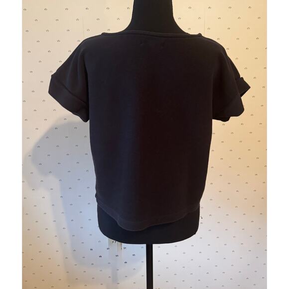 MADEWELL Black Twill Jacquard Boxy Crop 100% Cotton T-Shirt Size Small - Picture 3 of 6